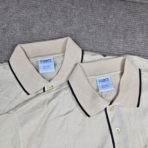 Hammette Sharp Mens Large Beige Short Sleeve‎ Pocket Polo Shirt 2PK